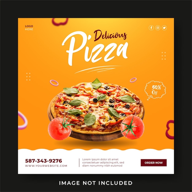 delicious pizza food menu promotion social media instagram post banner template
