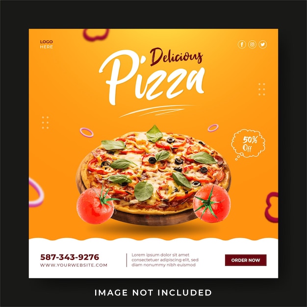 Delicious pizza food menu promotion social media instagram post banner template