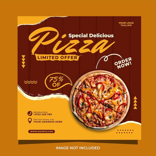 Delicious pizza and food menu social media banner post template