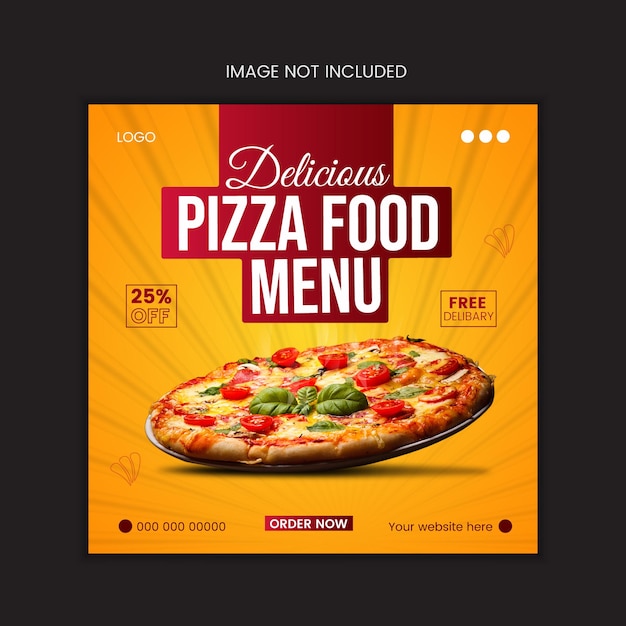 delicious pizza and food menu social media banner template