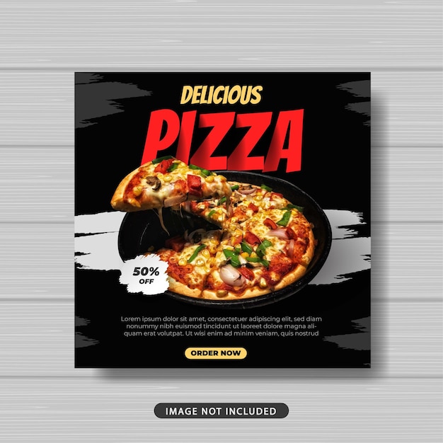 おいしいピザ食品販売促進ソーシャルメディア投稿テンプレートバナー