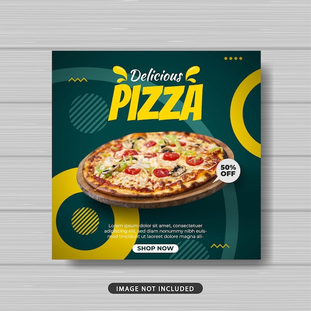 Deliziosa pizza vendita di cibo promozione social media post template banner