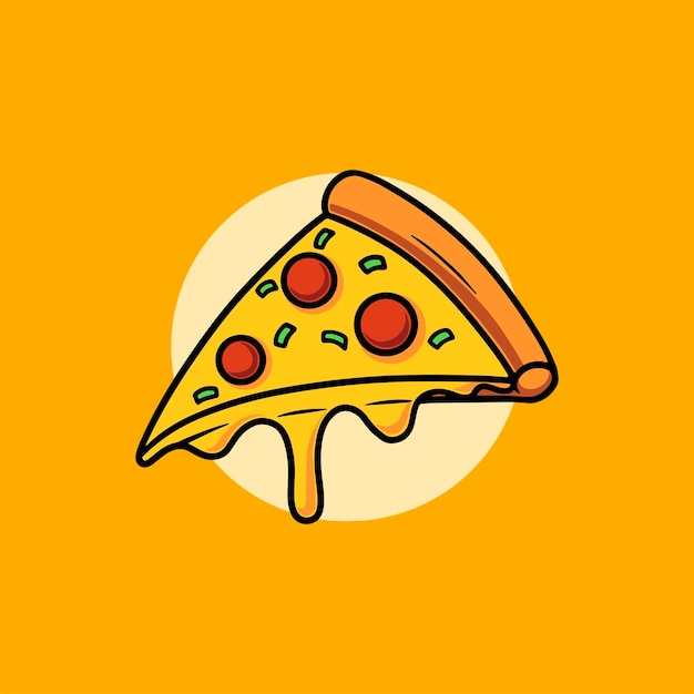 Delicious pizza icon cartoon illustration