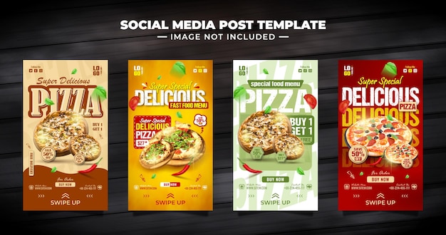 Delicious Pizza Italiaanse Fast Food Menu Social Media Stories Post Template