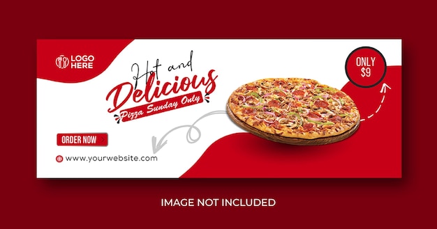 Vettore deliziosa pizza social media facebook cover banner design template