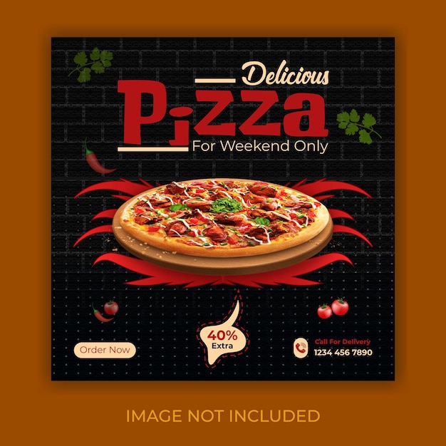 Vector delicious pizza social media postsjabloon met aanbieding voor reclame voor elk restaurantbedrijf