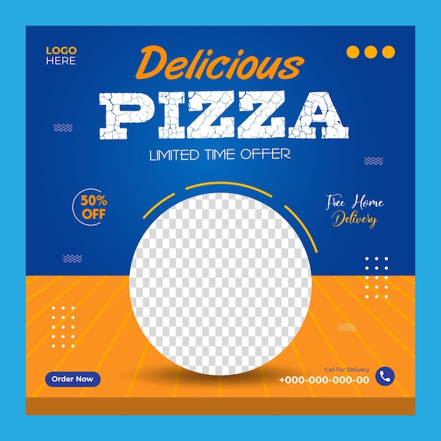 Delicious Pizza Social media template Free Vector