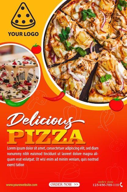 Delicious pizza social media template premium vector Premium Vector