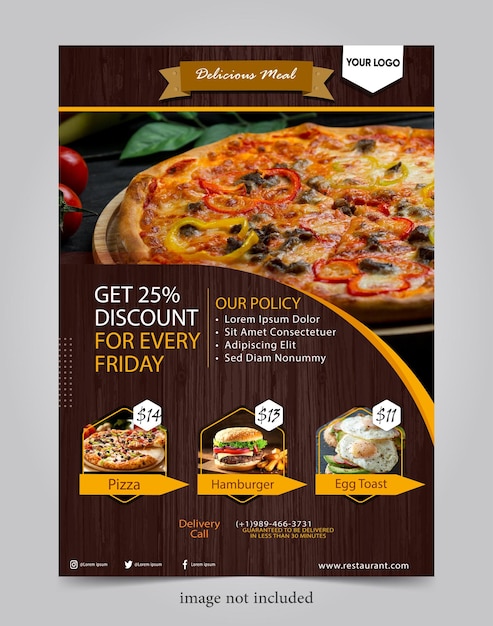 Vector delicious pizza template design for social