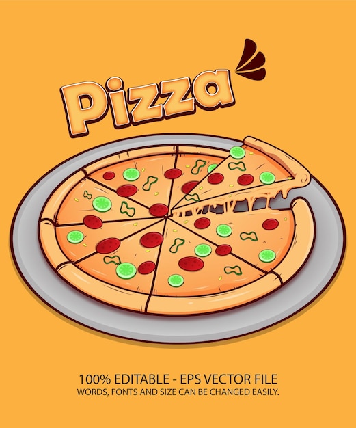 Delicious pizza with editable text