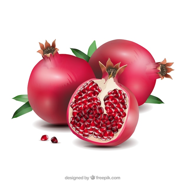 Delicious pomegranate in realistic style