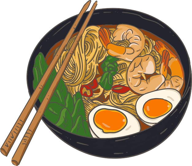 Vector delicious ramen japan vector illustration