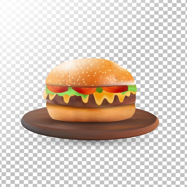 Vector delicious realistic burgers in transparent