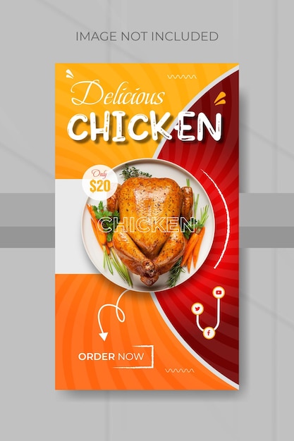 Vector delicious restaurant food menu and instagram or facebook social media stories template design