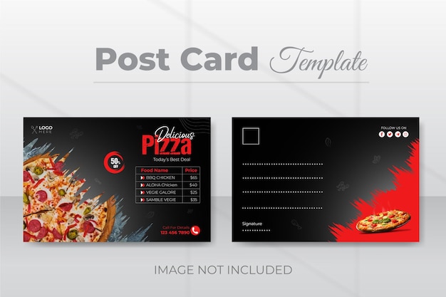 Delicious and restaurant food postcard design template