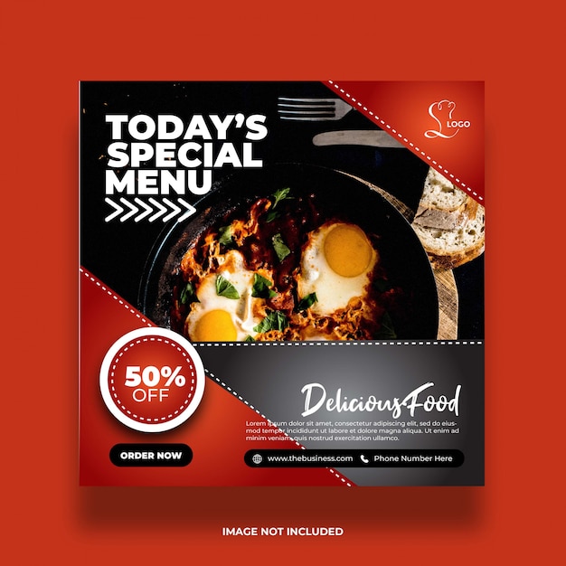 Delicious restaurant special menu healthy food social media abstract post template