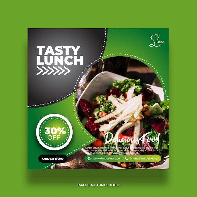 Vector delicious restaurant tasty lunch healthy food social media abstract post template