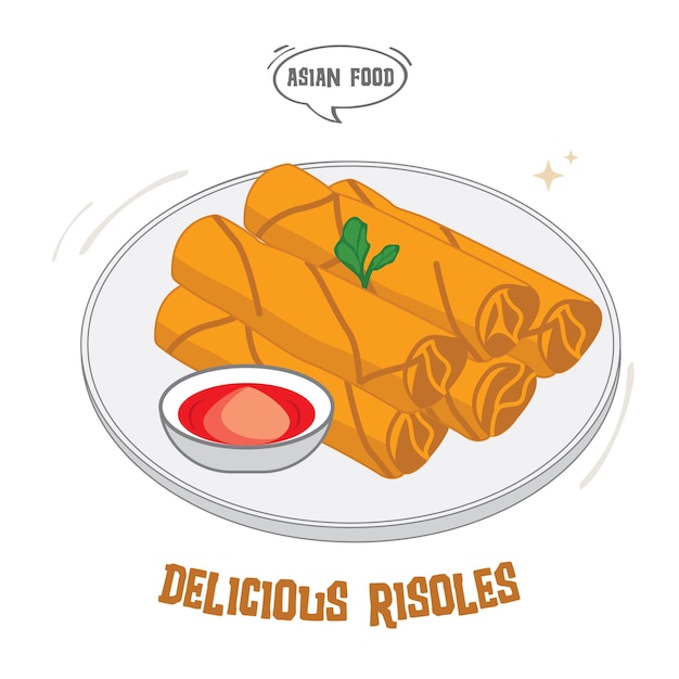 Vector delicious risoles or risol mayo is a typical indonesian traditional street food vector template