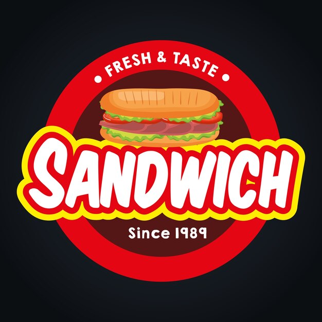 Delizioso panino fast food disegno vettoriale illustrazione