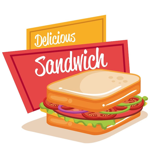 Vector delicious sandwich with sign