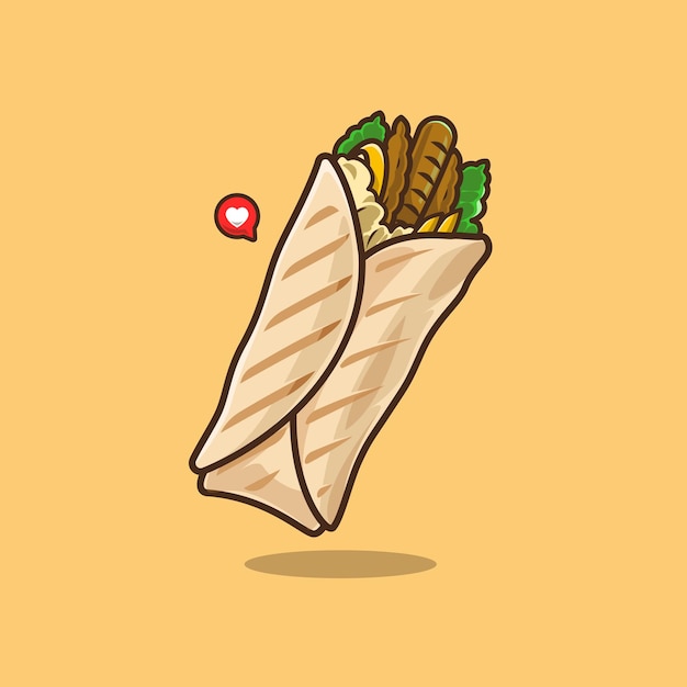 Vector delicious shawarma without ketchup food and beverages illustration theme