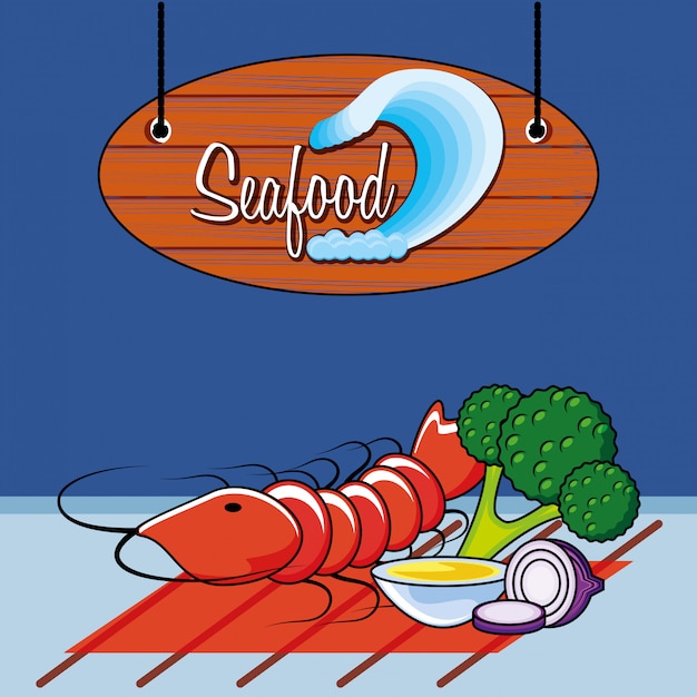 Vector delicious shrimp sea food illustration