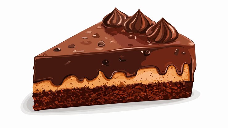 Vector delicious slice of chocolate cake vector illustratie voor zoete voedingsontwerpen