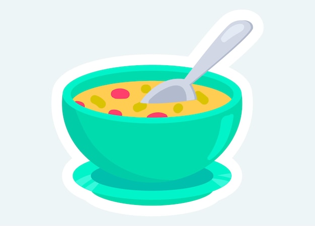 Delicious soup in bowl with spoon Cooking and eating food