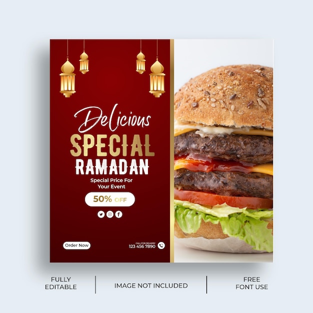 Delizioso design speciale per post sui social media per la vendita del ramadan