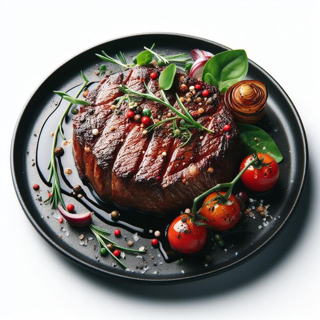 Vector delicious spicy fresh tbone filet steak vlees gerecht vector art illustration avatar icon wallpaper pic