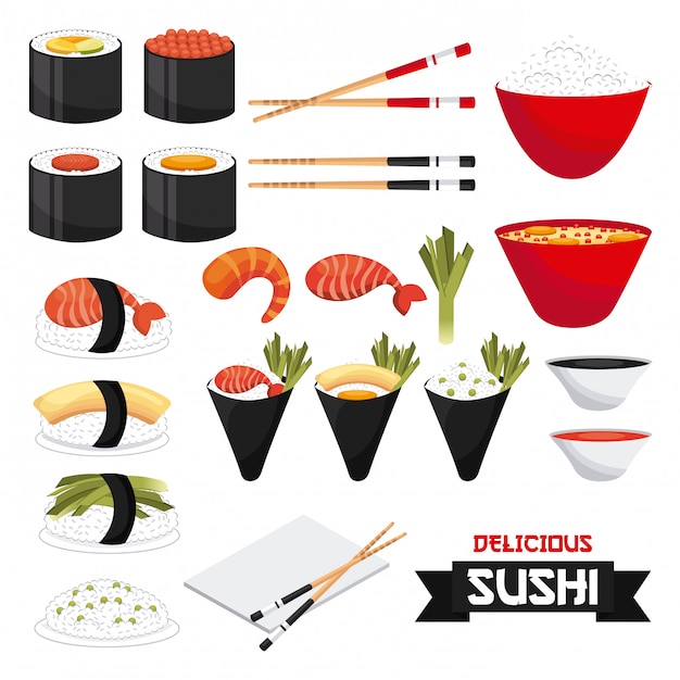 Vector delicious sushi