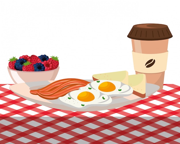 Delicious tasty breakfast cartoon