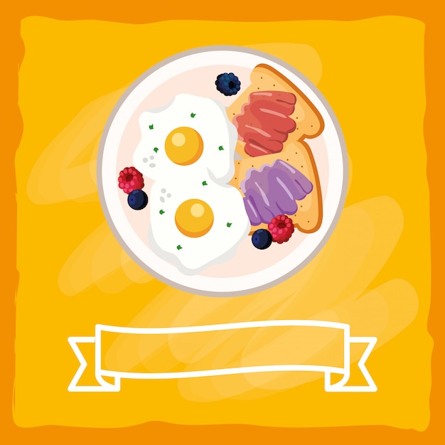 Vector delicious tasty breakfast cartoon