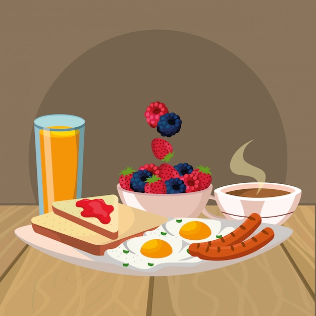 Vector delicious tasty breakfast cartoon