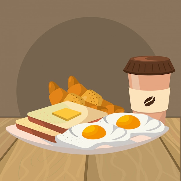 Vector delicious tasty breakfast cartoon