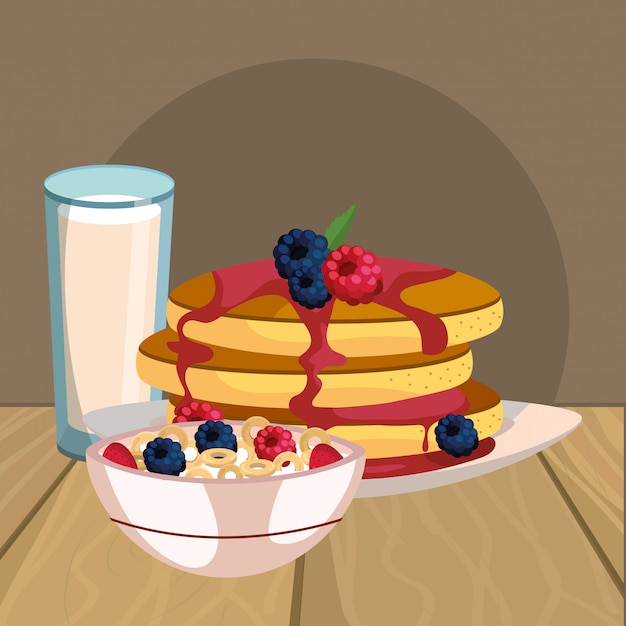 Vector delicious tasty breakfast cartoon