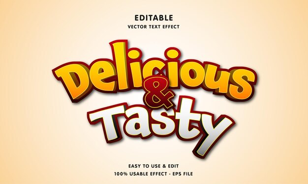 Vector delicious and tasty editable text effect with modern and simple style