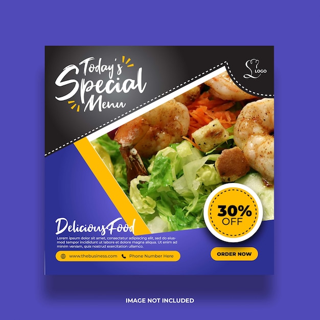 Delicious tasty promotion social menu media post colorful  template