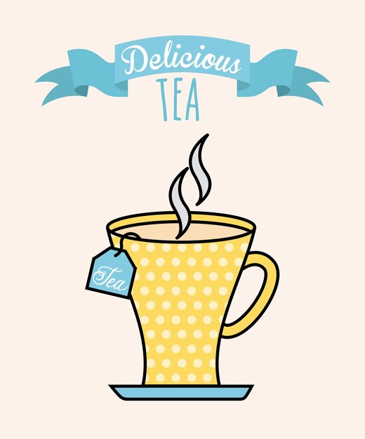 Vettore delizioso disegno del tè