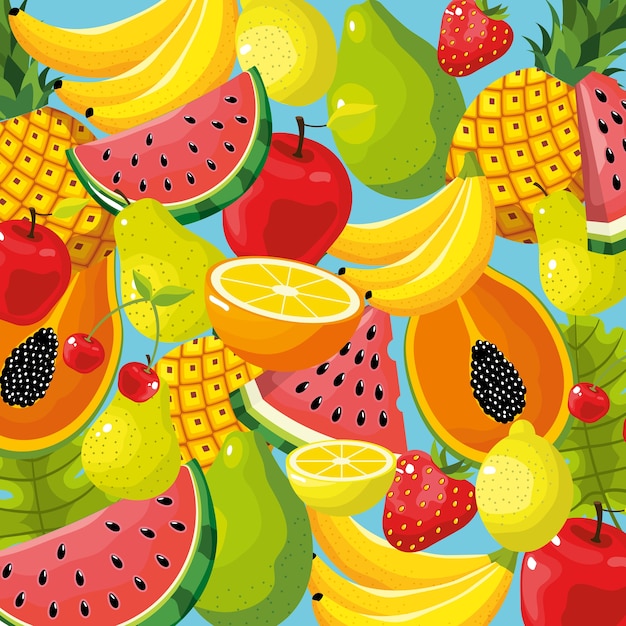 delicious tropical fruit background design