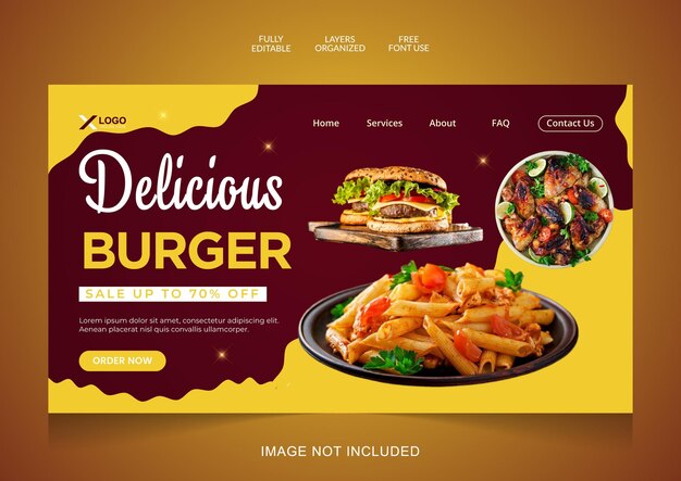 Delicious vegetarian latin food landing page template