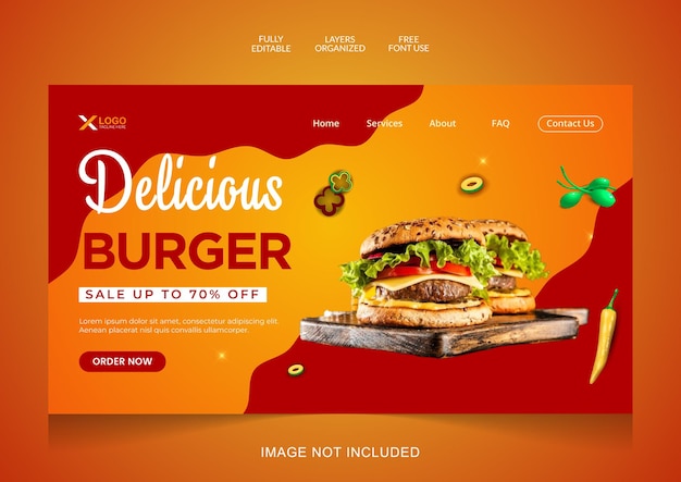 Delicious vegetarian latin food landing page template