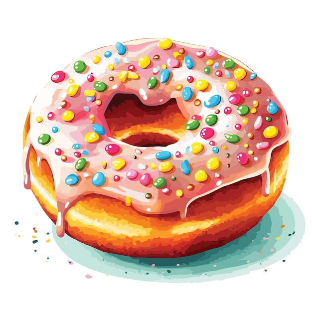 Vector delicious watercolor donut clipart