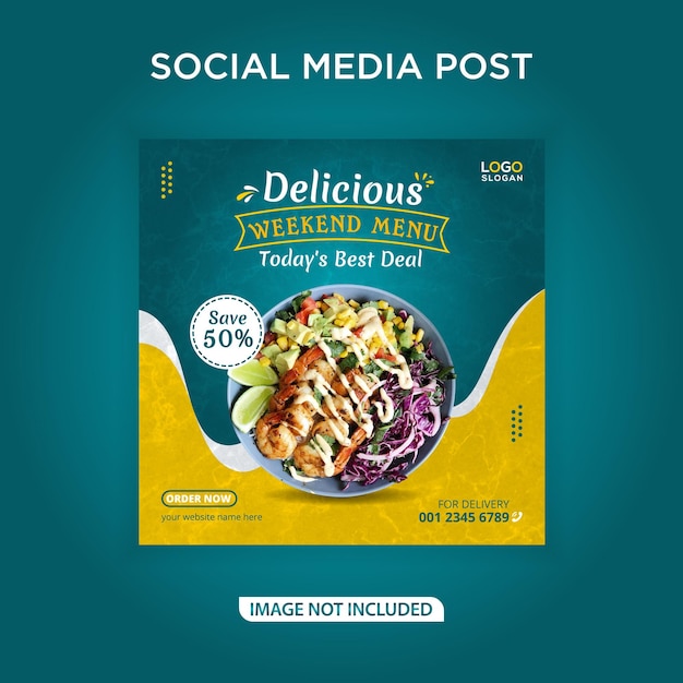 Delicious weekend menu banner social media post