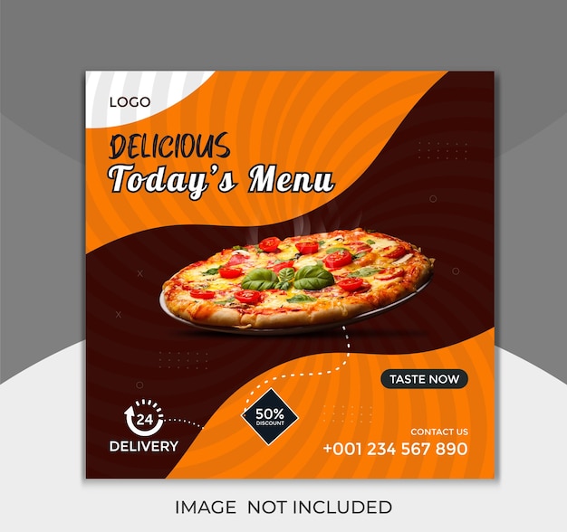 Delicious yummy food menu restaurant social media promotion and instagram banner post design templat