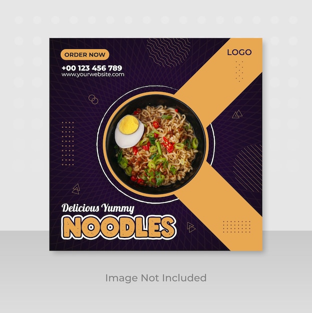 Шаблон сообщения в социальных сетях Delicious Yummy Noodles