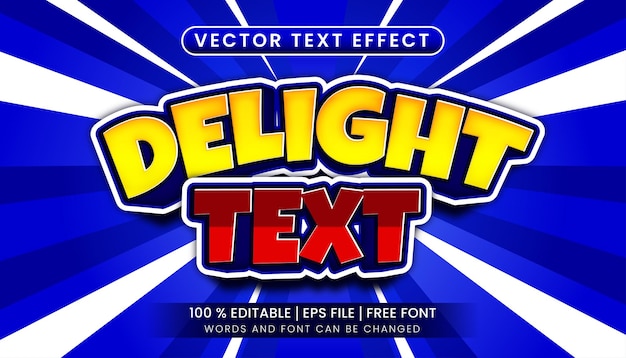 Delight editable text effect on blue sunburst background