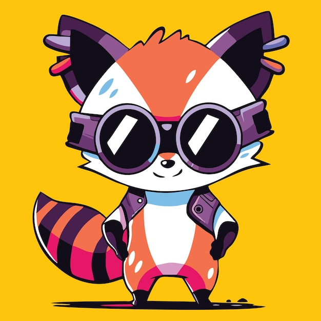 Vector delightful racoon game character for tshirt customization