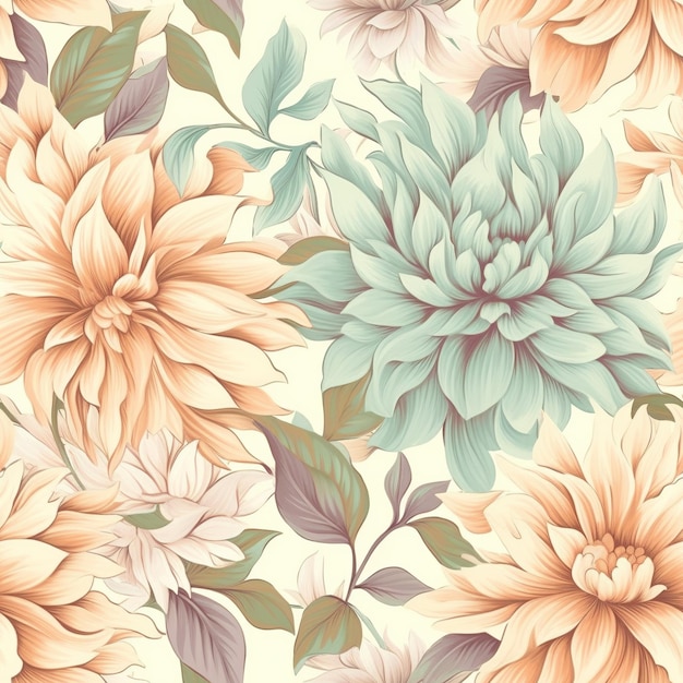 A delightful seamless pattern capturing the charm of vintage floral wallpaper