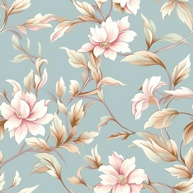 A delightful seamless pattern capturing the charm of vintage floral wallpaper
